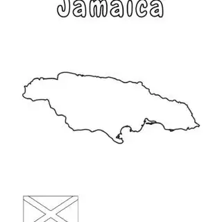 Jamaica outline map and flag.