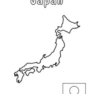 Outline map of Japan with flag.