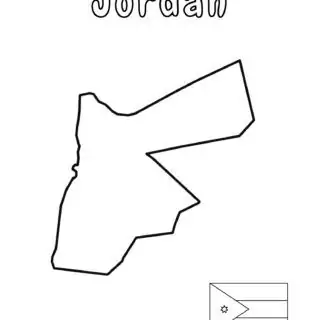 Outline map and flag of Jordan