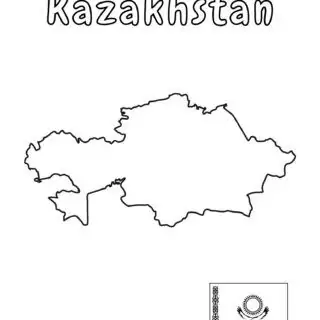Outline map of Kazakhstan with flag