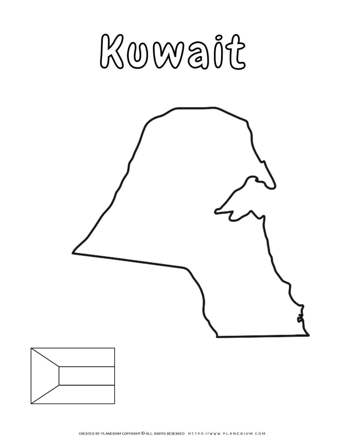 Map outline of Kuwait with flag