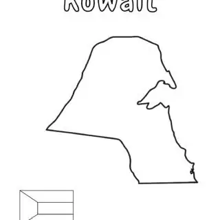 Map outline of Kuwait with flag