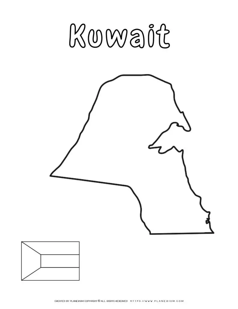 Map outline of Kuwait with flag
