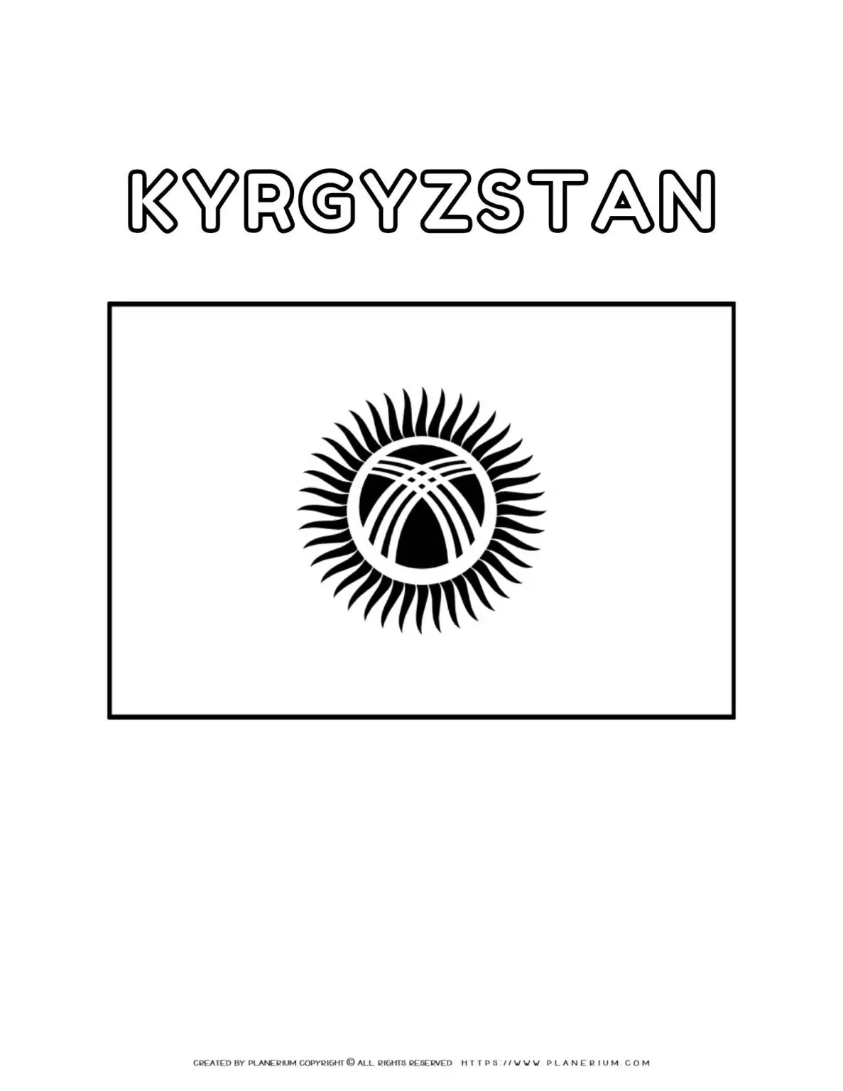 Kyrgyzstan flag outline with symbol