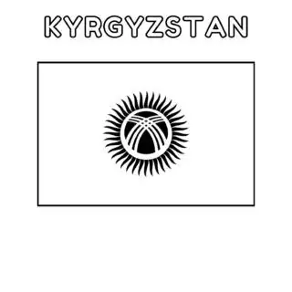 Kyrgyzstan flag outline with symbol