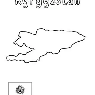 Kyrgyzstan map outline with flag.