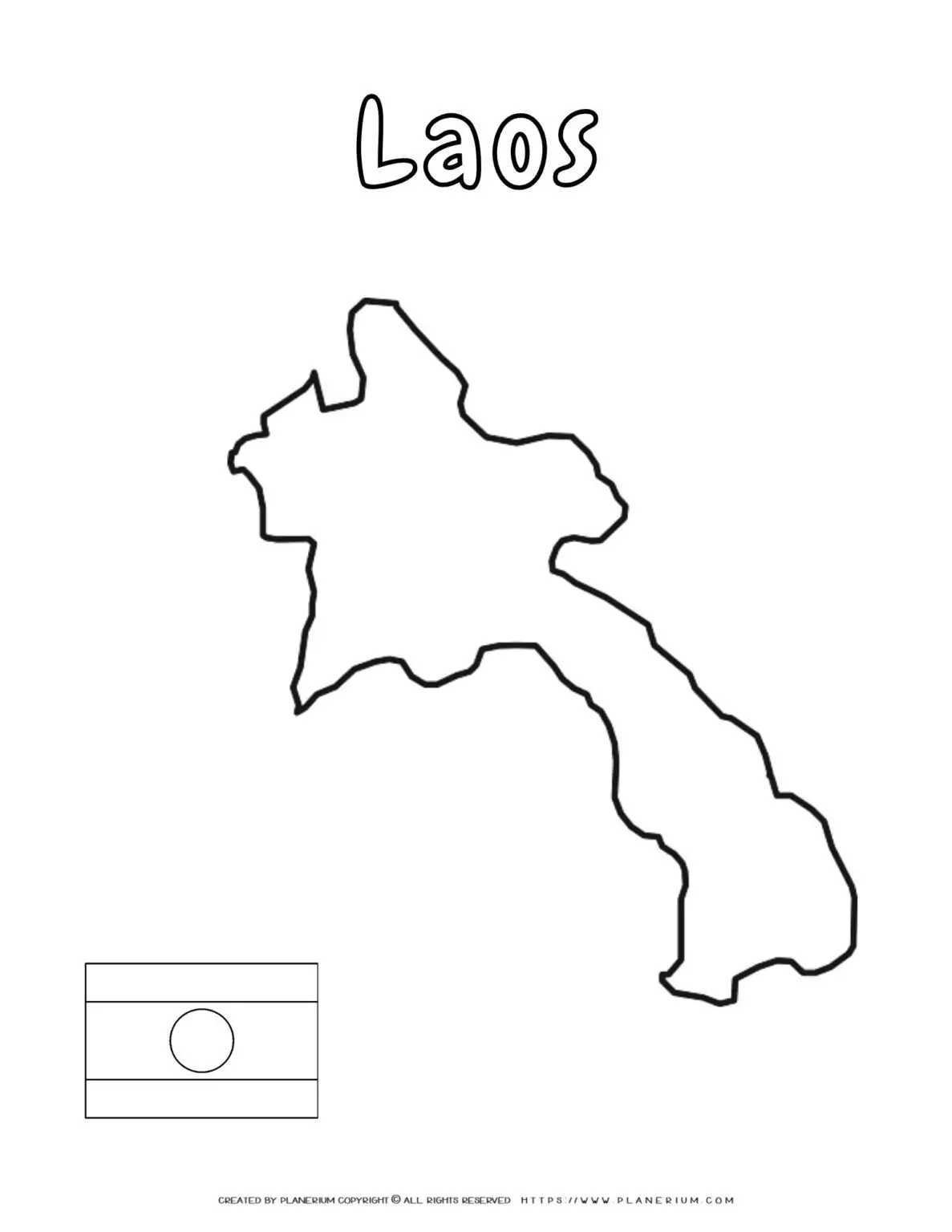 Outline map and flag of Laos.