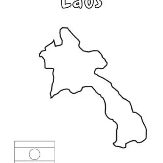 Outline map and flag of Laos.