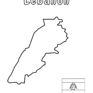 Outline of Lebanon with flag