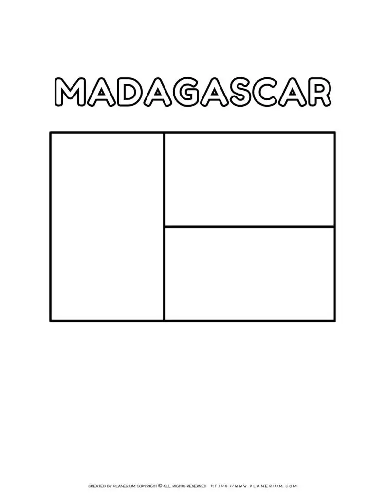 Madagascar flag coloring page template
