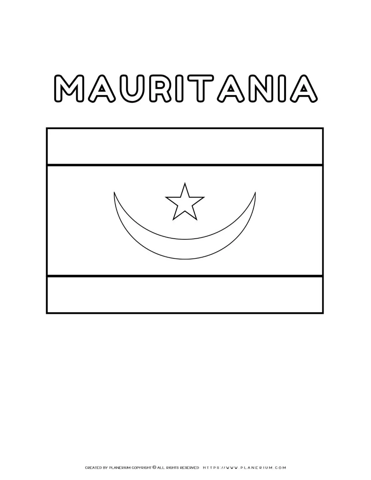 Mauritania flag outline for coloring