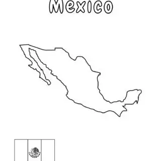 Outline map and flag of Mexico