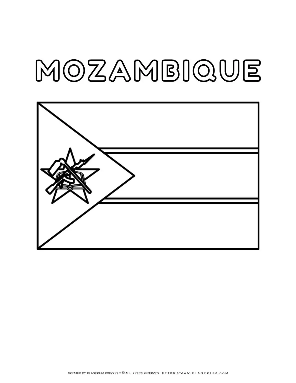 Mozambique flag coloring page outline