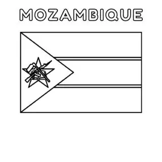 Mozambique flag coloring page outline
