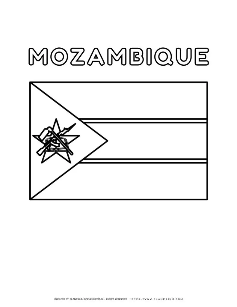Mozambique flag coloring page outline