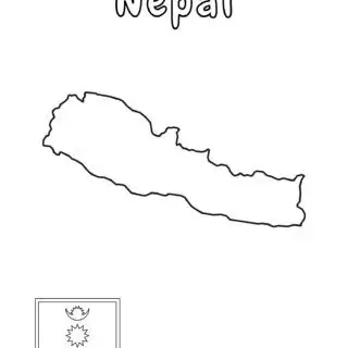 Outline map of Nepal with flag