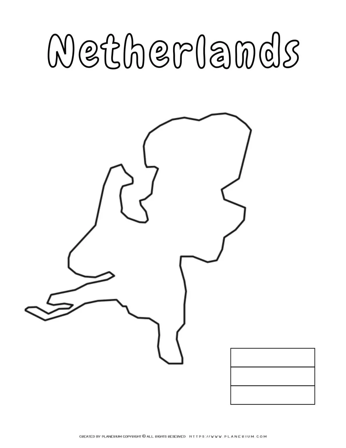Outline map of Netherlands for coloring.