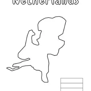 Outline map of Netherlands for coloring.