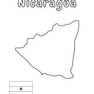 Outline map and flag of Nicaragua.