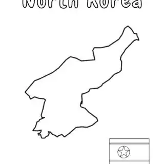 North Korea outline map and flag