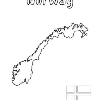 Outline map of Norway with flag