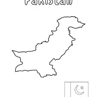 Outline map of Pakistan with flag