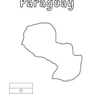 Outline map of Paraguay with flag.