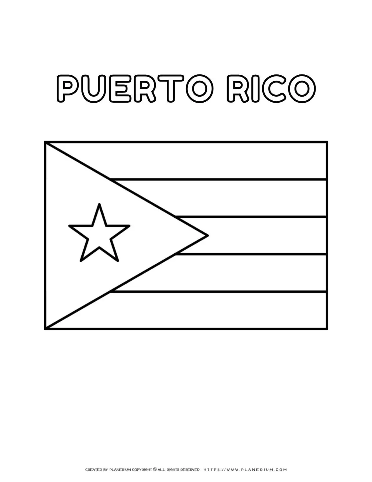 Coloring page of Puerto Rico flag
