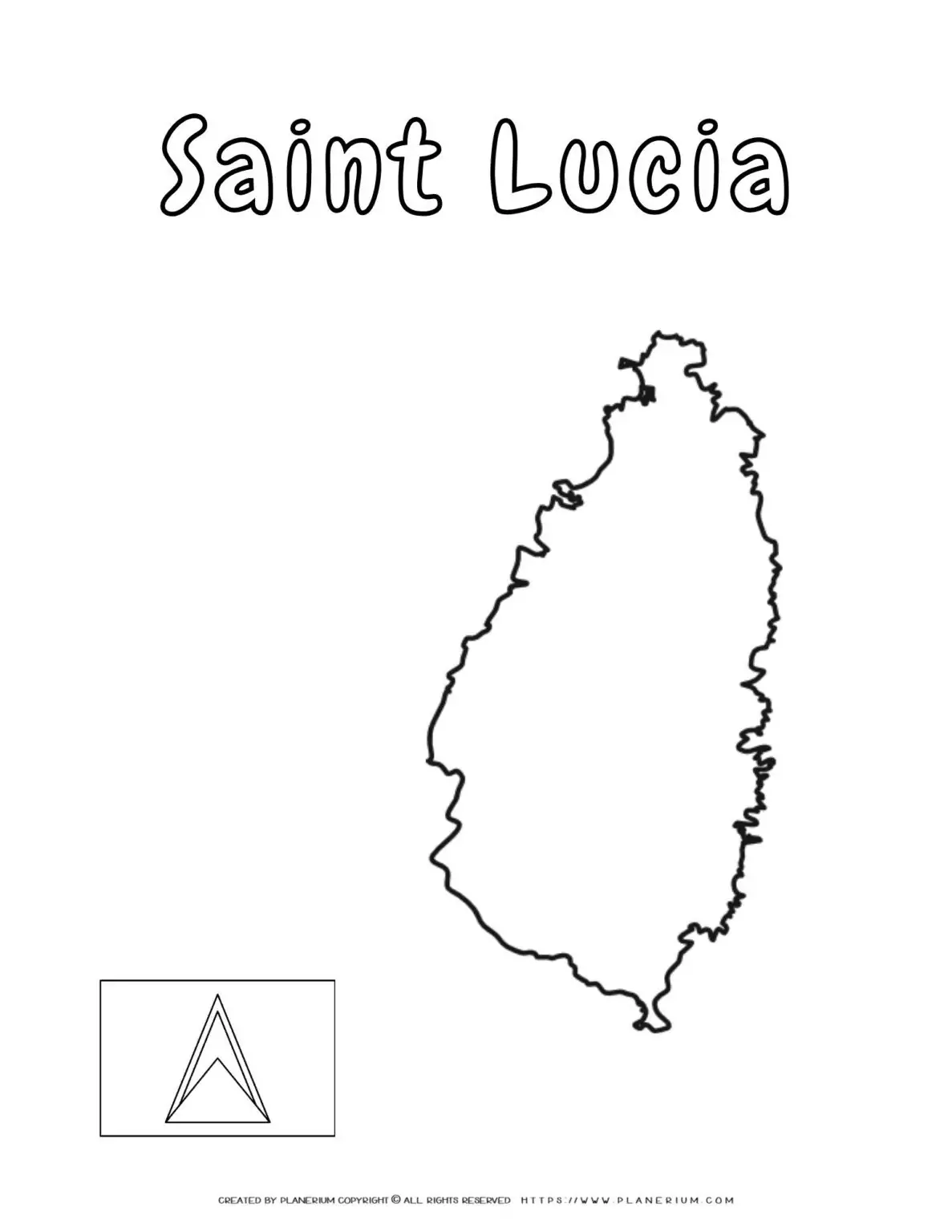 Map of Saint Lucia island.