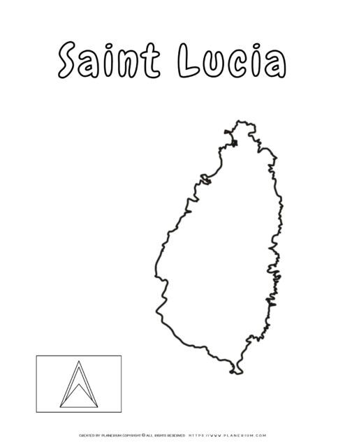 Coloring Page of Saint Lucia Map | Fun and Educational Activity