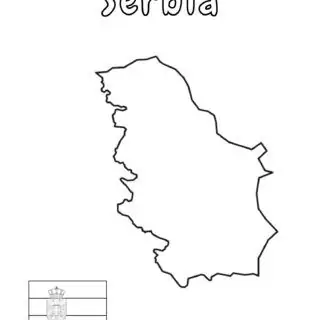 Serbia outline map with flag