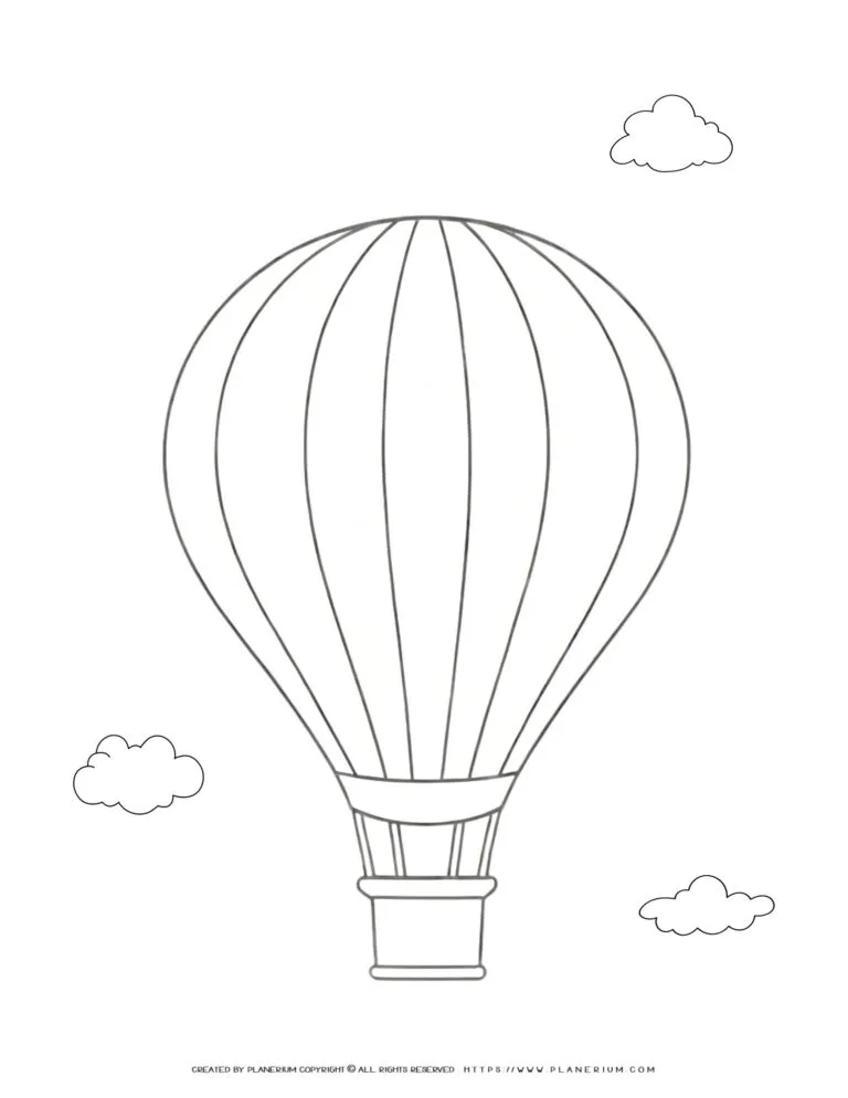 Simple Hot Air Balloon Flying with Clouds