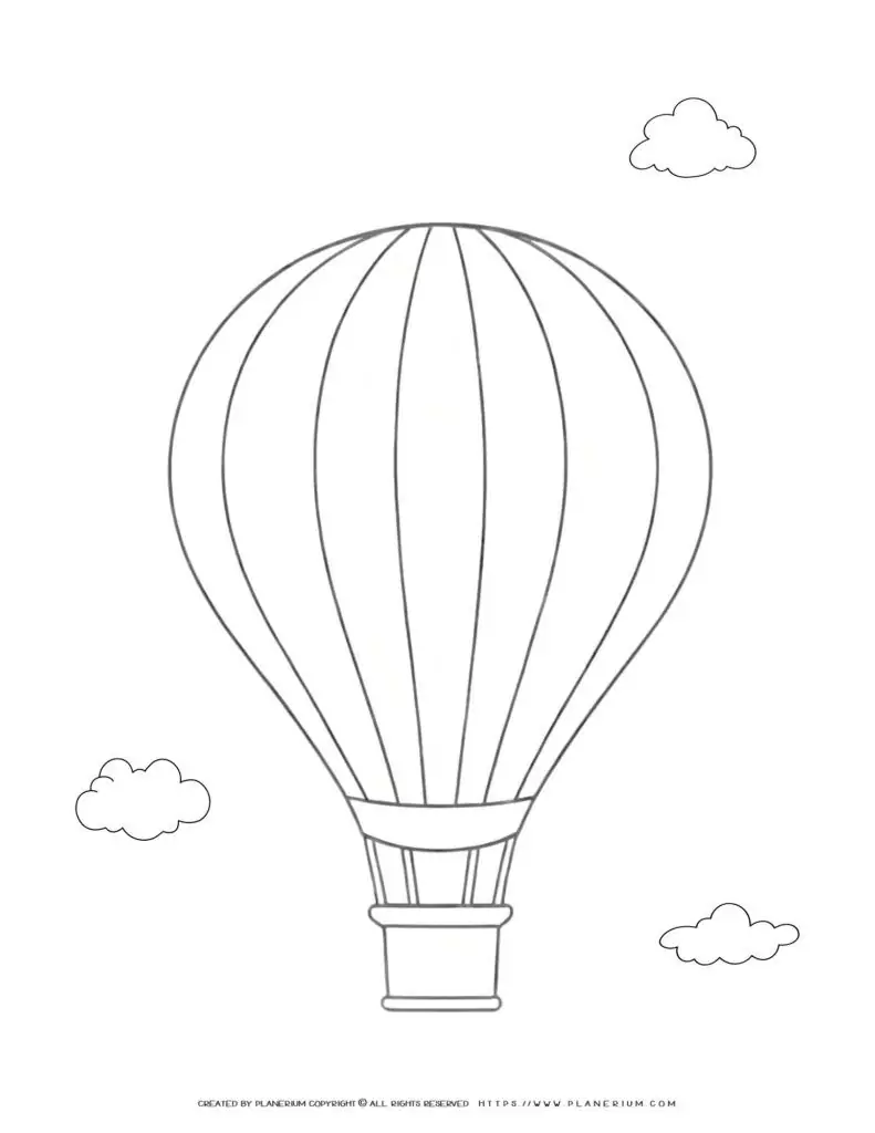 Hot air balloon line drawing