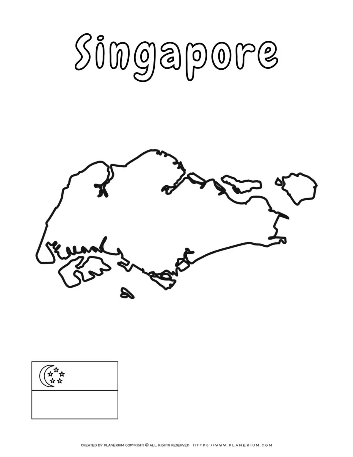 Map and flag of Singapore outline