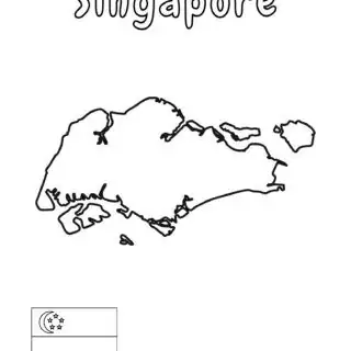 Map and flag of Singapore outline