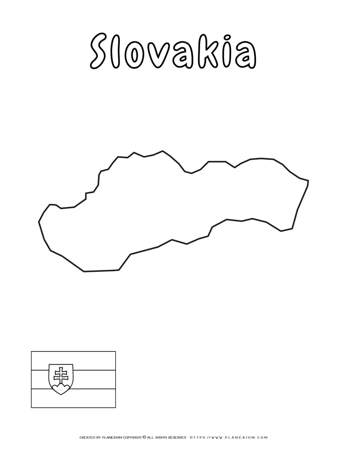 Outline map and flag of Slovakia