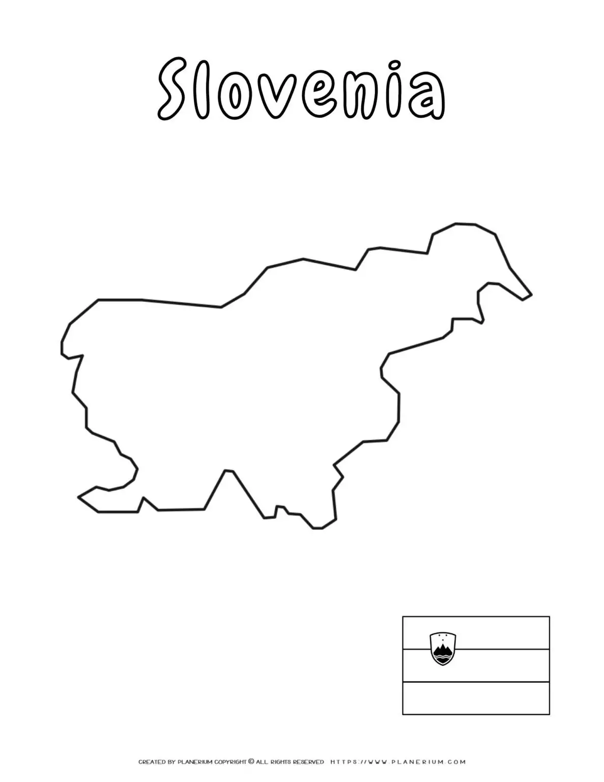Slovenia outline map and flag