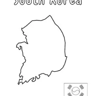 Outline map and flag of South Korea