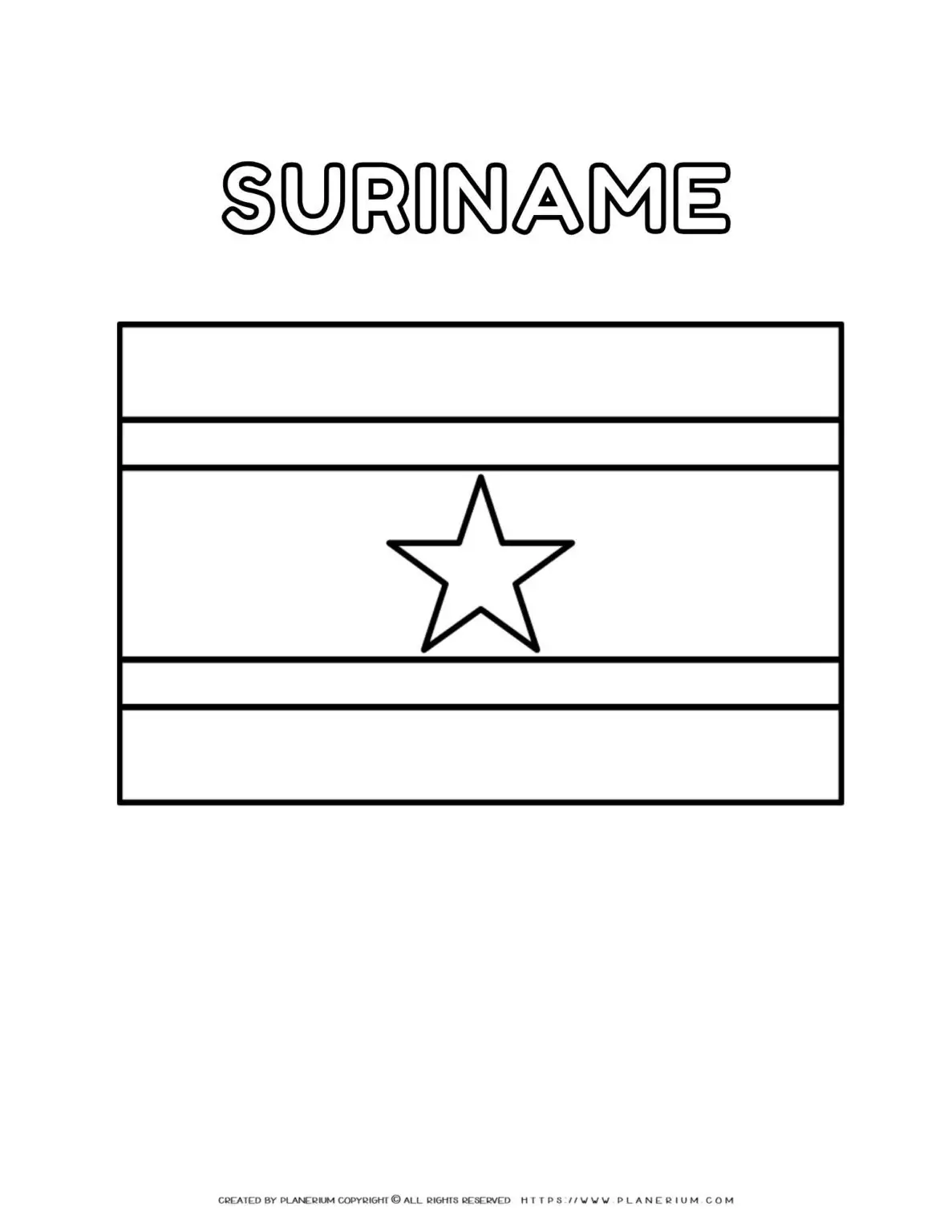 Suriname flag outline for coloring