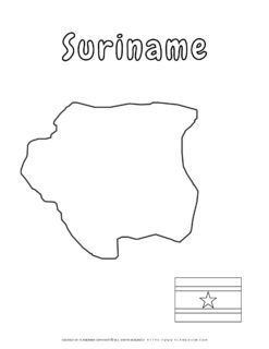 Map and flag outline of Suriname