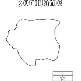 Map and flag outline of Suriname