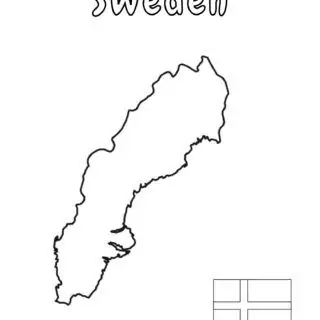 Outline of Sweden and its flag.