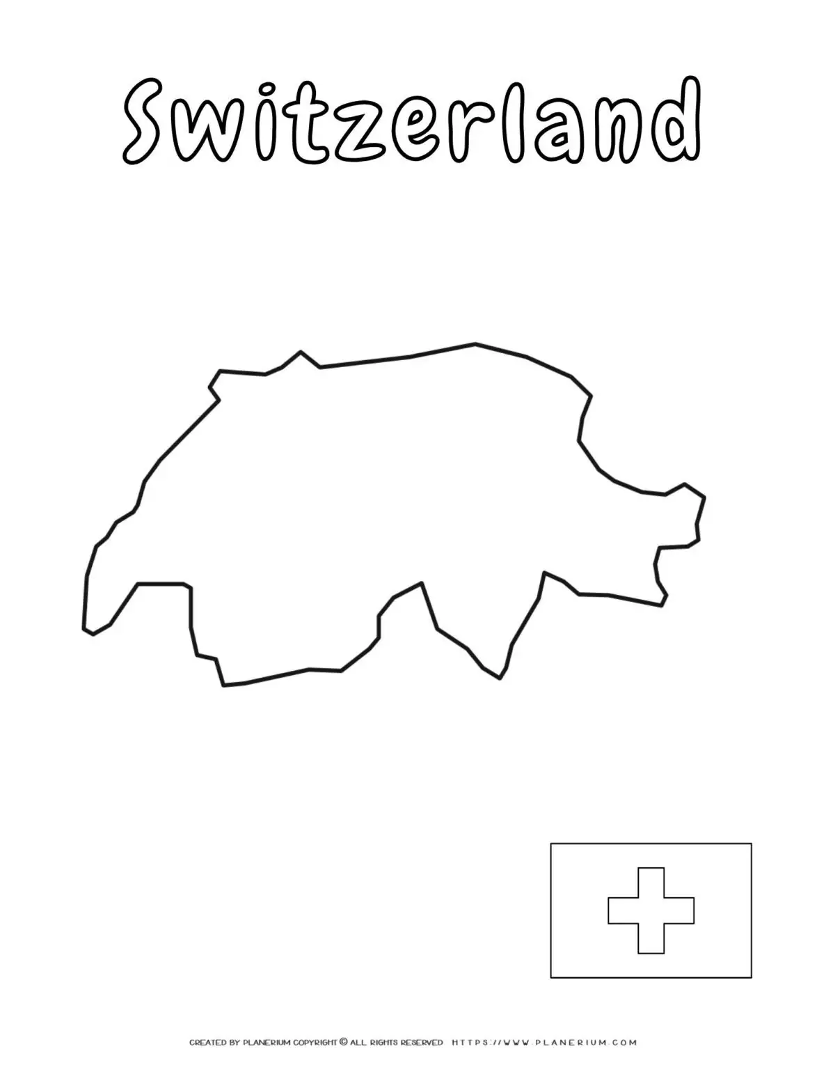 Switzerland map outline and flag