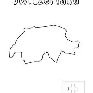 Switzerland map outline and flag