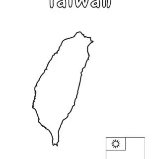 Outline map and flag of Taiwan.