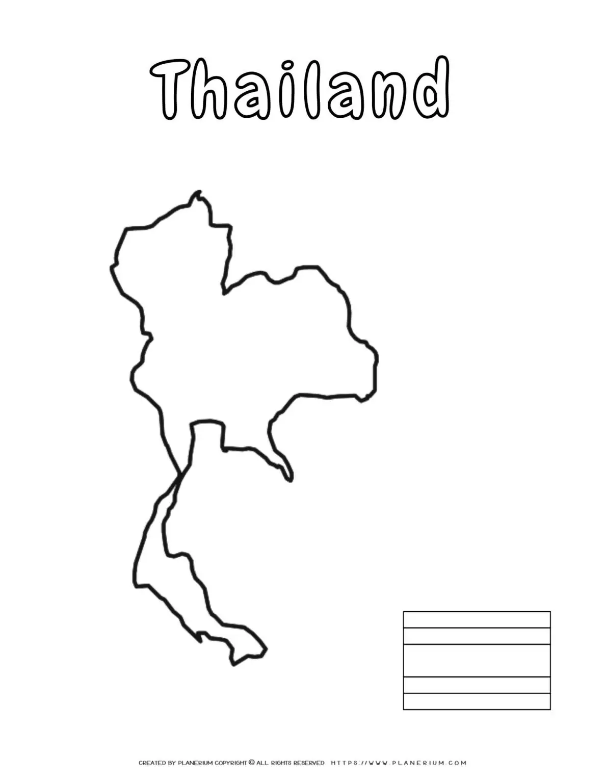 Outline map of Thailand for kids