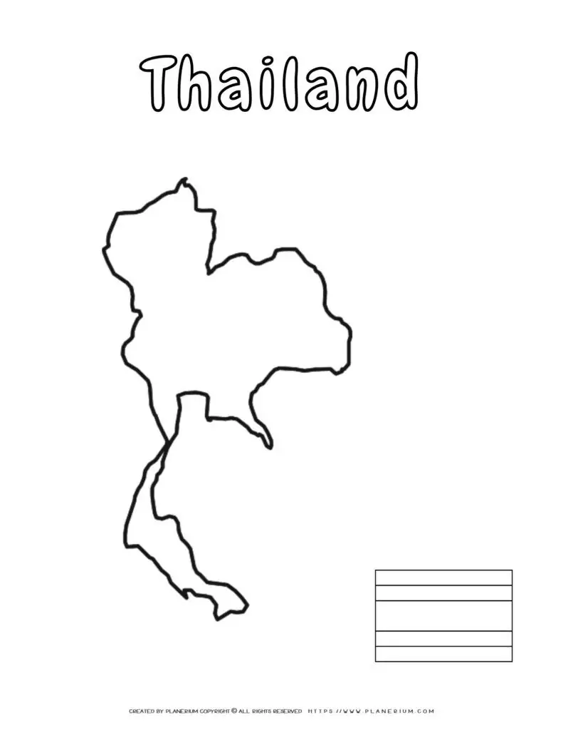 Outline map of Thailand for kids