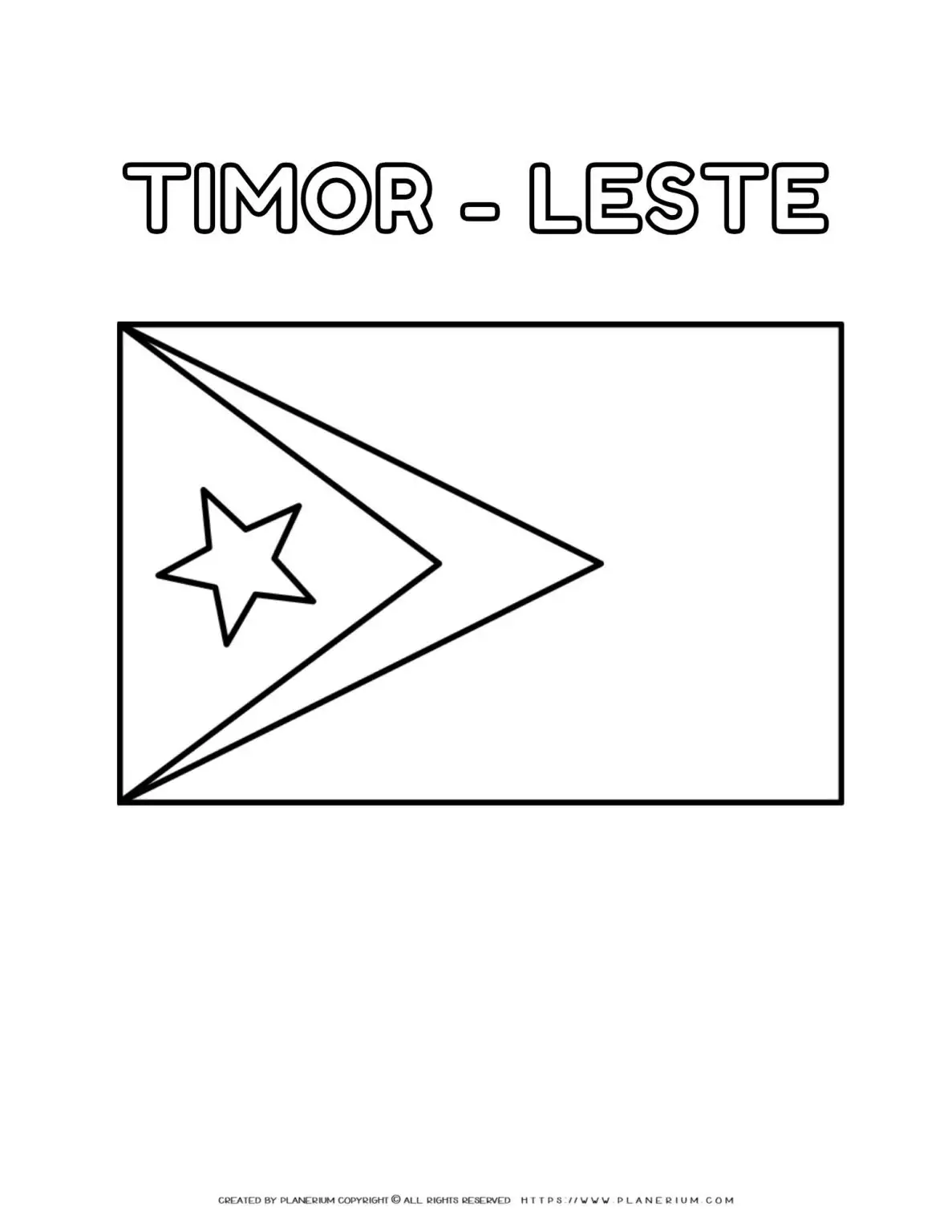 Timor-Leste flag outline for coloring.