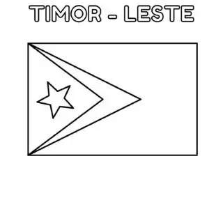 Timor-Leste flag outline for coloring.