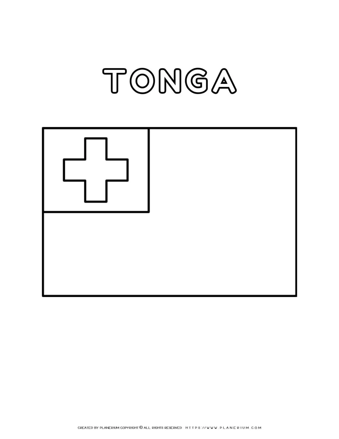 Outline drawing of Tonga flag